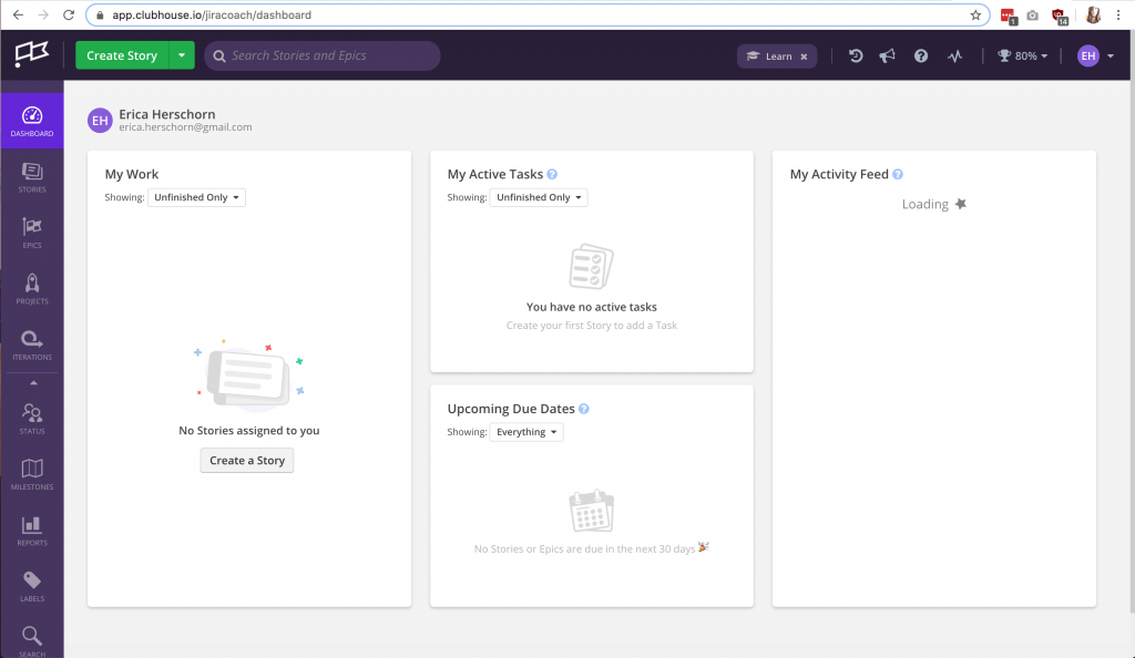 Clubhouse Dashboard View